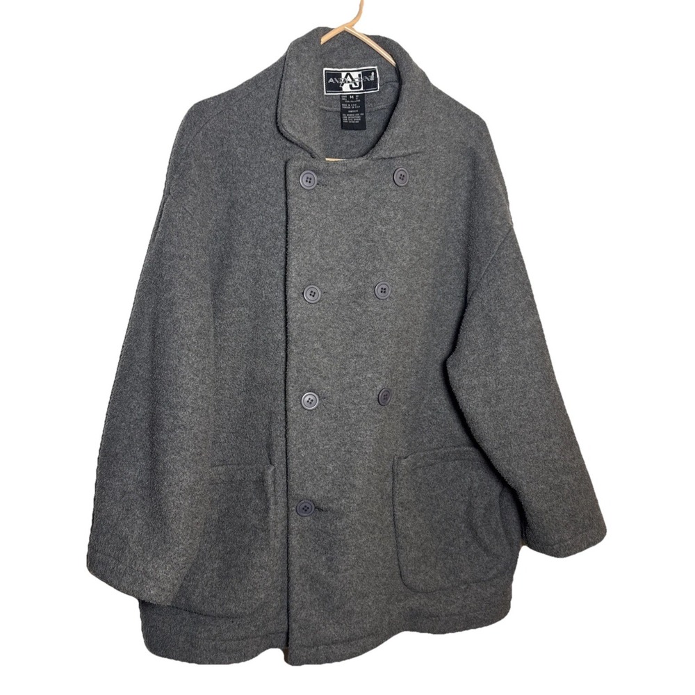 Vintage Andy Johns‎ Women's Gray Peacoat Size M Made in USA Double Breasted